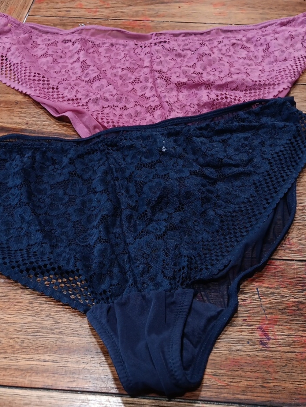 Adore Me Lace Bikini Panties in Rose Pink & Navy